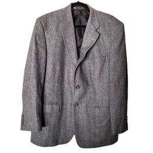 Bert Pulitzer Blazer Jacket Mens 46 R Gray Herringbone Wool Camel Hair Academia